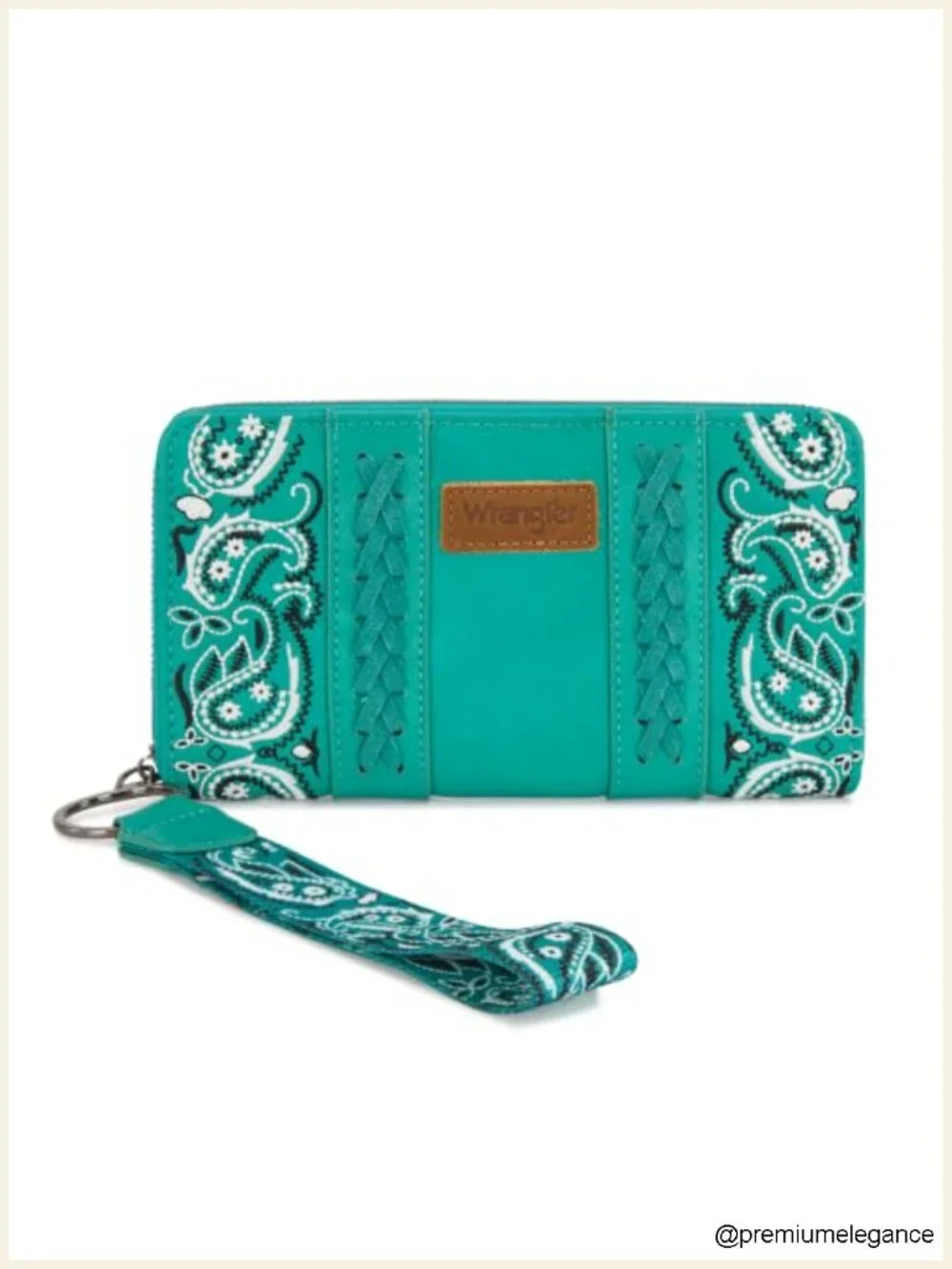 Vegan Leather Paisley Wristlet Wallet RFID Blocking Zip Around Clutch with Coin